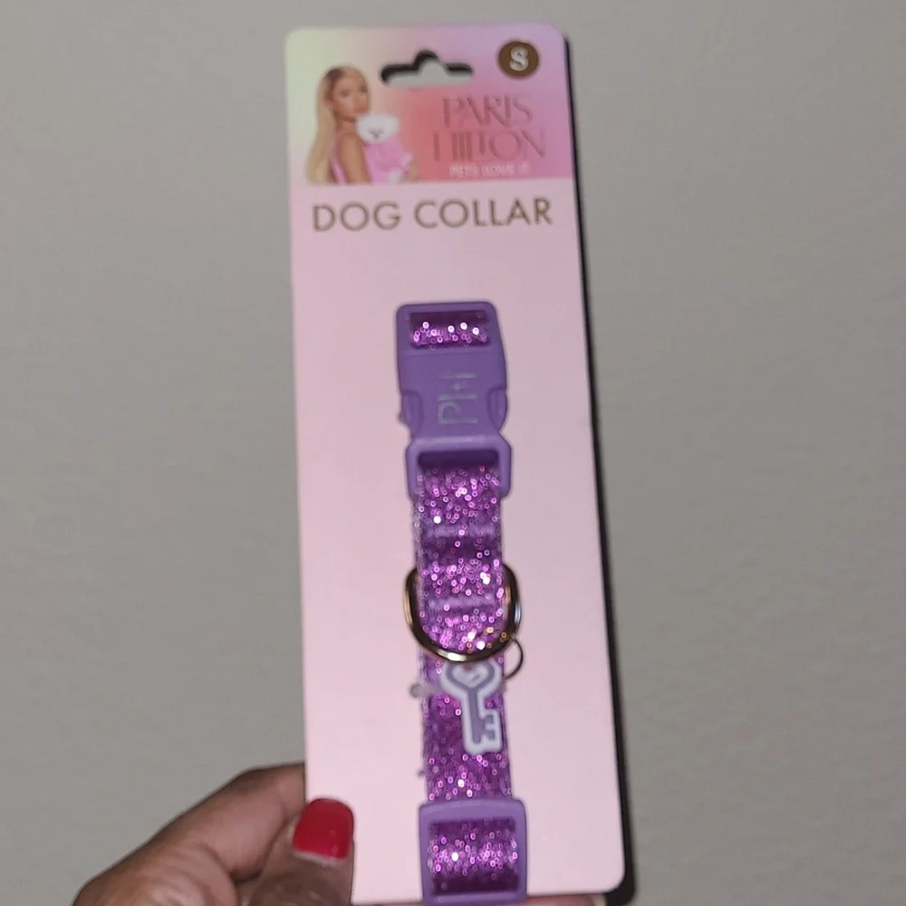Paris Hilton Purple Glitter Dog Collar - Size Small